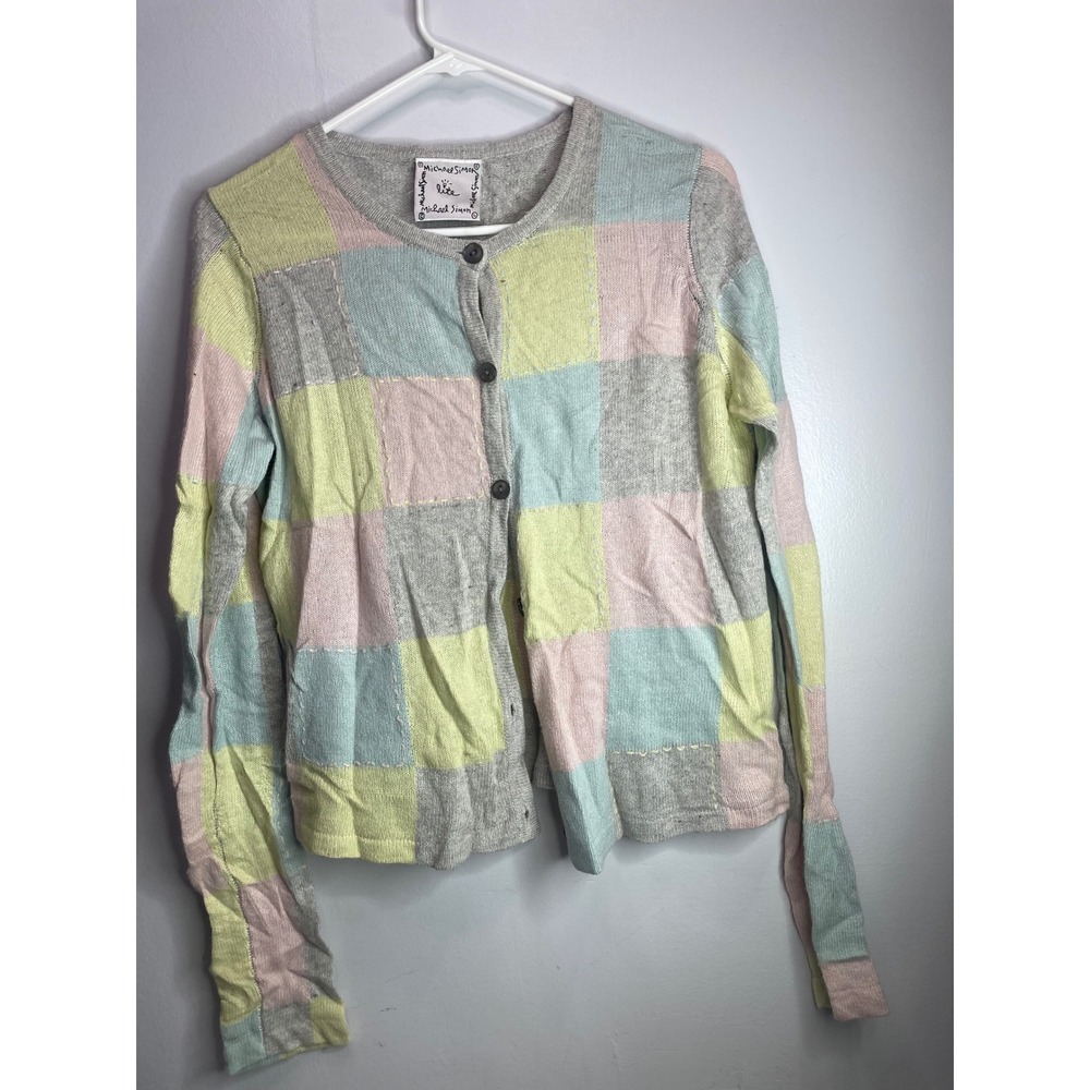 Michael Simon Lite Patchwork Cardigan Sweater Pas… - image 1